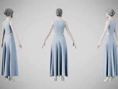Dress 31 Light Blue Low-poly 3D model