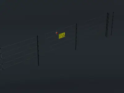 Modular Electric Fence Low-poly 3D model