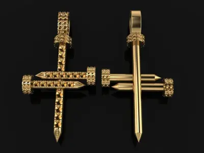 Diamond Nail Cross Pendant 3D print model