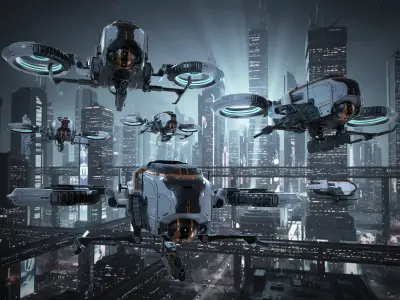 Drone sci fi low poly  Low-poly 3D model