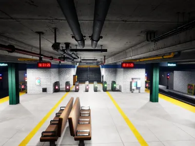 Modular SubwayStation Model Set Low-poly 3D model