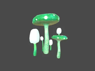 Fantasy Mushroom H04 Green - Scene Backdrop Design Low-poly 3D model