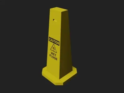 Wet Floor Sign Low-poly 3D model