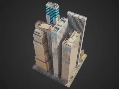 Realistic City District H20-H36 MAYA Low-poly 3D model