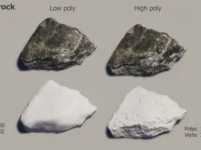 Terrarium Rocks Low-poly 3D model