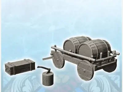 Medieval equipment set with cart crate and axe 1 - Medieval Goth 3D print model