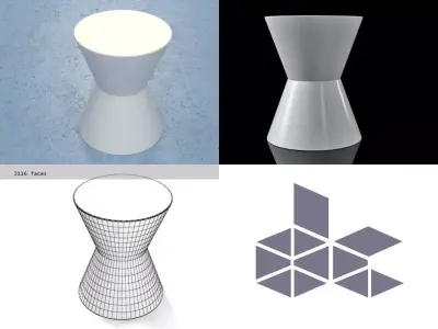 Cezar B five different colored stools 3D model