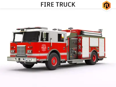 Fire Truck Low-poly 3D model