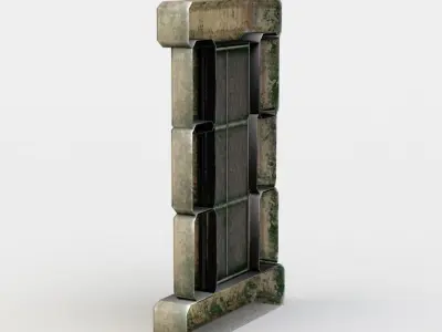 Window wooden door with glass Low-poly 3D model