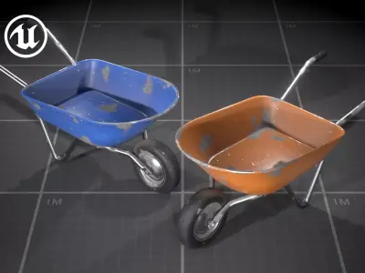 Used Wheelbarrow Low-poly 3D model