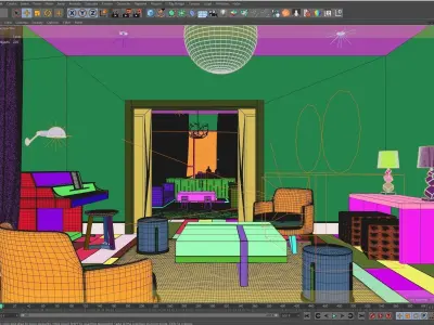 Redshift - C4D Scene files - Living Room 3 Interior 3D model