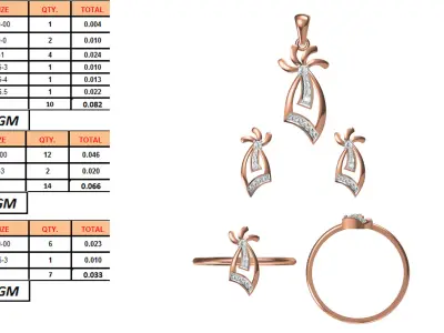 Light wt Ring Earrings Pendant set 3dm stl 1-render details 3D print model