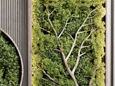 Vertical Wall Garden With Wooden Frame - Green Wall Garden 62 Low-poly 3D model