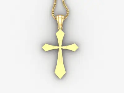 Light Gold 18K Cross Pendant 2CP032 3D print model
