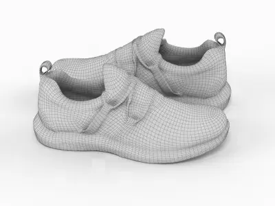 White Sports Shoes 3D model