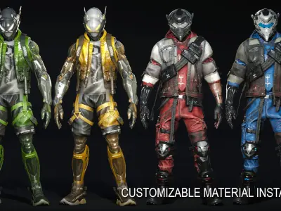 Hero Modular SciFi Character Pack Low-poly 3D model