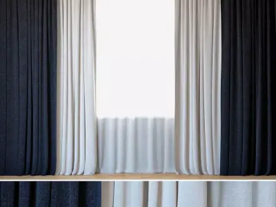 Curtains 57 Curtains with Tulle Rebbio 3D model