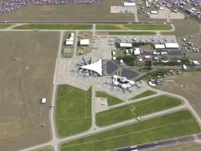 Baku - Heydar Aliyev Airport Low-poly 3D model