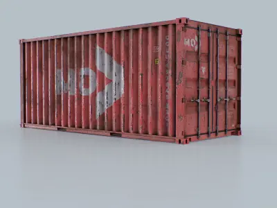 Shipping Container 20ft red color Low-poly 3D model