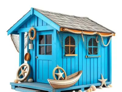 Coastal Beach Hut model pack Low-poly 3D model