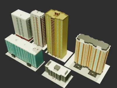 multi-storey building Low-poly 3D model