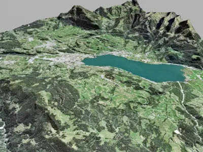 Mountain landscape and city Sarnen Switzerland 3D model