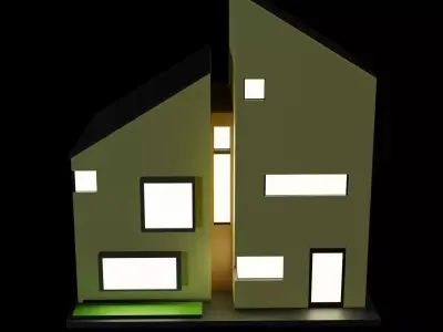 Low Poly Modern House Low-poly 3D model