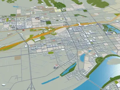 Mudanjiang Heilongjiang China 25km Low-poly 3D model