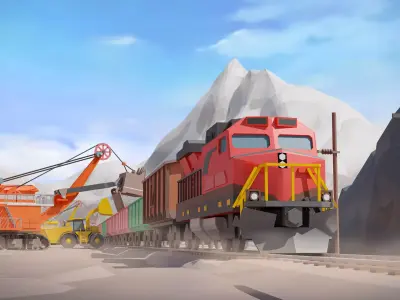 Mining Industry Low-poly 3D model