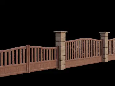 PBR Modular Fence Low Poly Fence 3D model Free low-poly 3D model