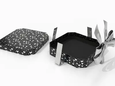  Gift Boxes - Flat Set with Glossy Ribbon Bow 