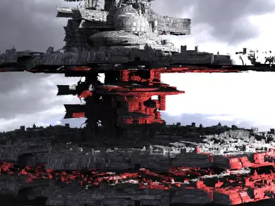 Sci-Fi City dystopia City Ship 8 3D model