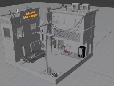 Low poly miny town 3D model