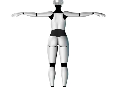 3D Cyborg Robot Girl Female Bot model Low-poly 3D model