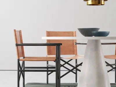 Loft Dining Leather chair set 3D model