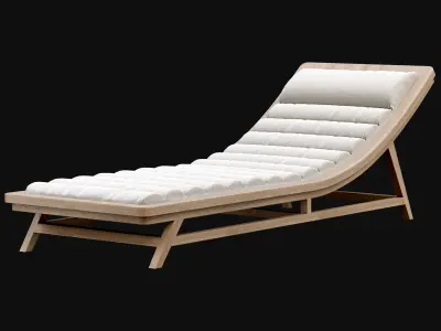 Wooden outdoor chaise lounge L15  3D model