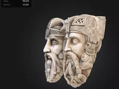 Ancient Viking Kings Bas Relief 3D model