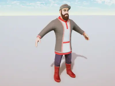 Stylized Medieval People Male Kit Rigged with Shape Keys Low-poly 3D model