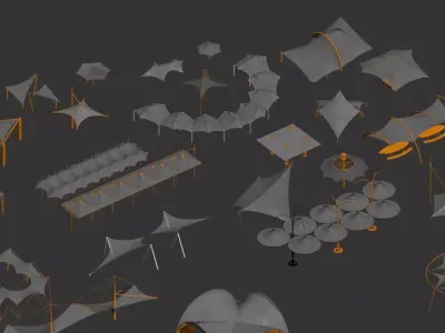 tensioned membrane structure 3D model