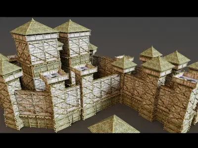 Wooden Castle- 3d Model 3D model
