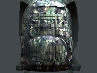 Backpack military combat Black baggage Low-poly Low-poly 3D model