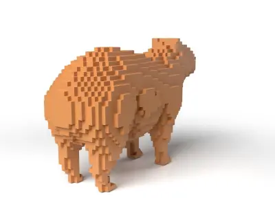 Capybara Minecraft Voxel Low-poly 3D model