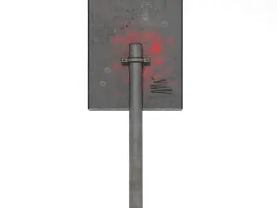 Zombie Warning Sign Low-poly 3D model