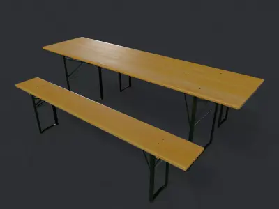 German Beer Garden Set Low-poly 3D model