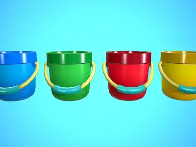 BUCKET CARTOON STYLIZED Low-poly 3D model