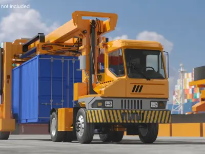  Terminal Container Carrier Truck Yellow Rigged for Maya 