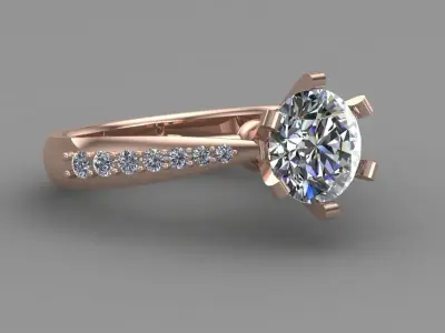 Rose Gold Women Diamond Ring 3D print model 3D print model 59