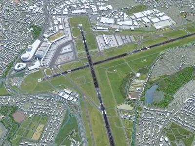 Hamburg Airport 10km Low-poly 3D model