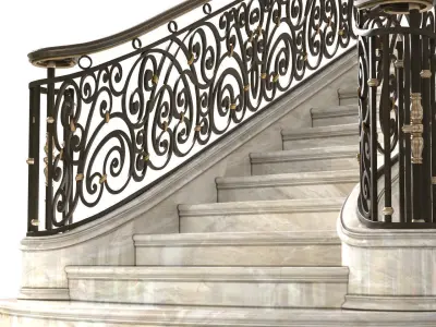 Classic interior marble staircase 3D model
