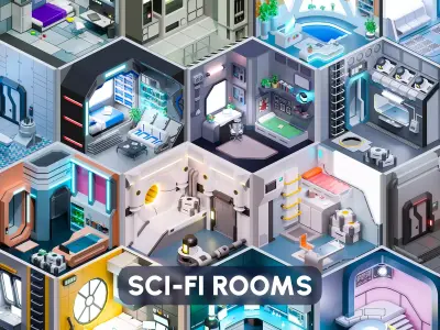 Sci-Fi Rooms Low-poly 3D model